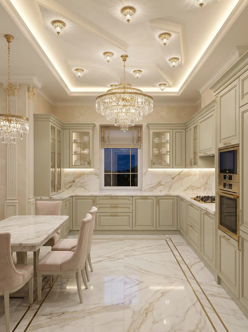Дизайн кухни в стиле Неоклассика — фото интерьера от нейросети RoomGPT