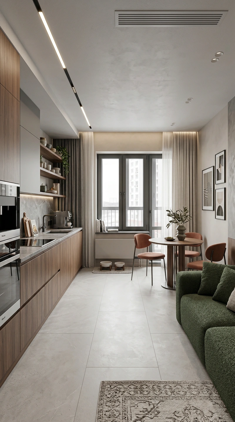 Дизайн интерьера в стиле Контемпорари — Кухня от нейросети RoomGPT