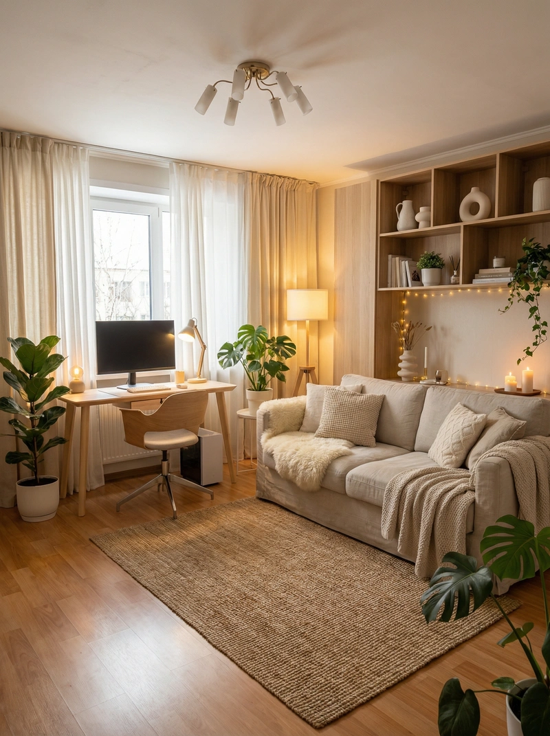 Дизайн интерьера в стиле Хюгге — Гостиная от нейросети RoomGPT