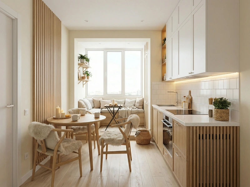 Дизайн интерьера в стиле Хюгге — Кухня от нейросети RoomGPT