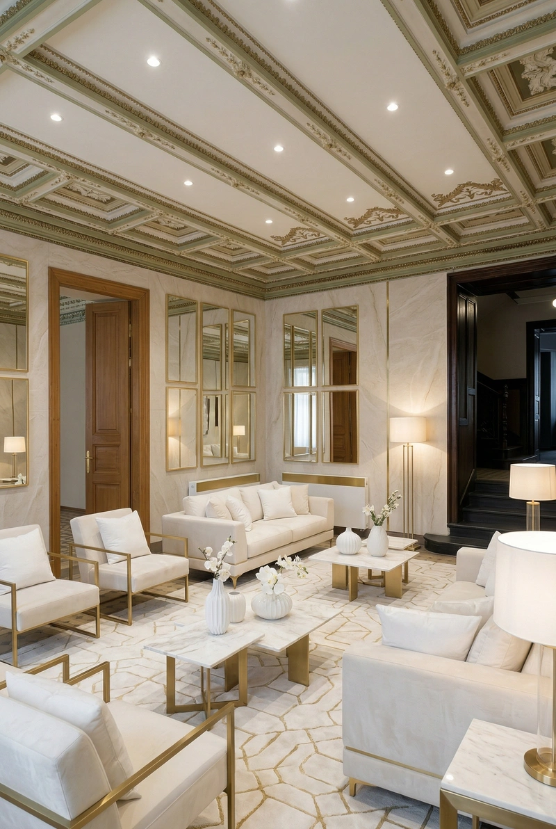 Дизайн гостиной в стиле Блэктэк — фото интерьера от нейросети RoomGPT