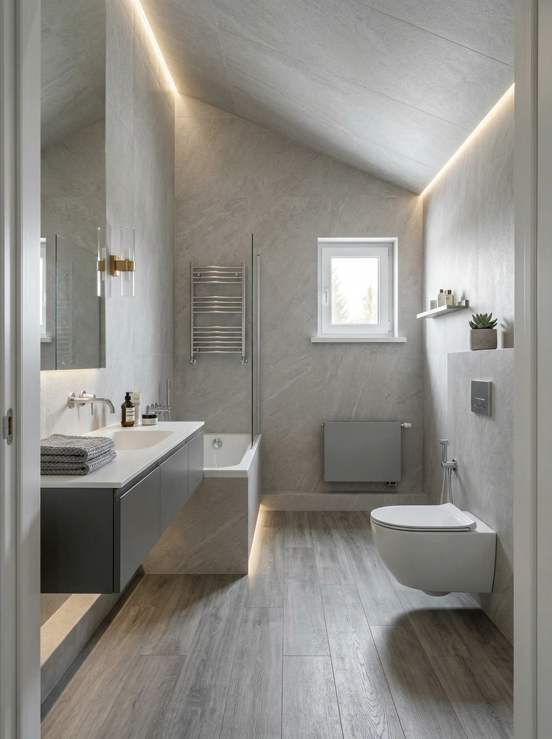 Дизайн интерьера в стиле Контемпорари — Ванная от нейросети RoomGPT