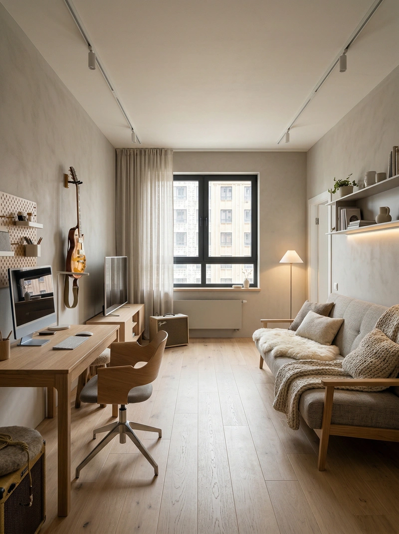 Дизайн спальни в стиле Хюгге — фото интерьера от нейросети RoomGPT