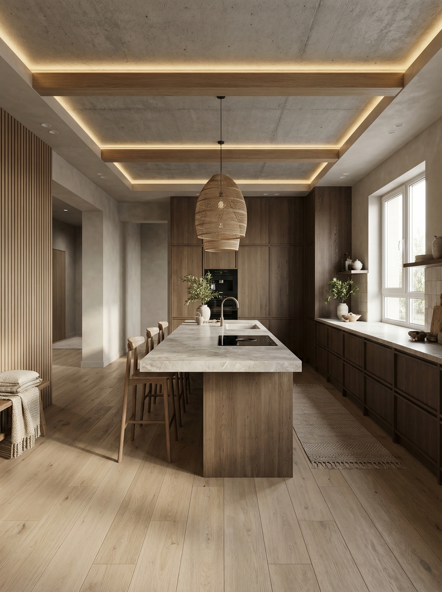 Дизайн кухни в стиле Japandi — фото интерьера от нейросети RoomGPT