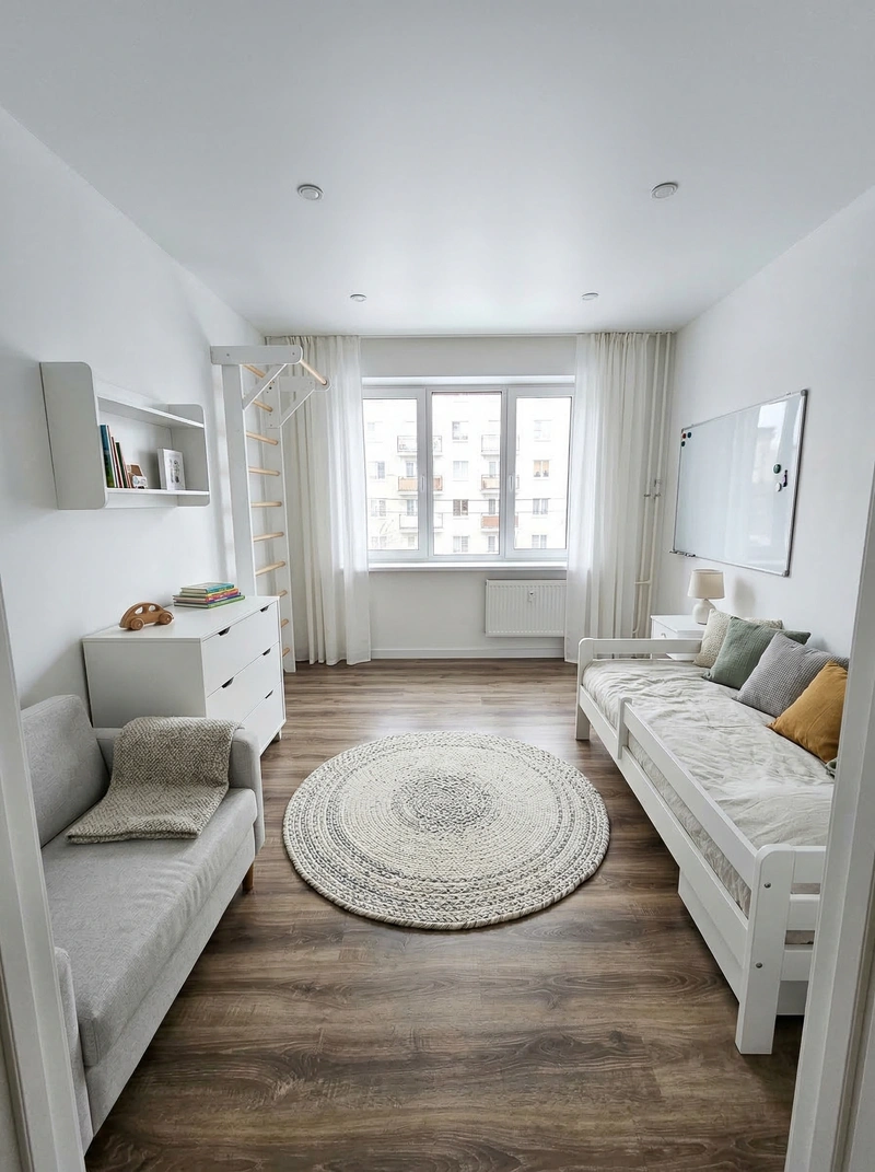 Дизайн детской в стиле Сканди — фото интерьера от нейросети RoomGPT