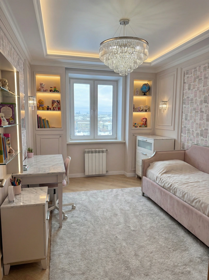 Дизайн детской в стиле Классика — фото интерьера от нейросети RoomGPT