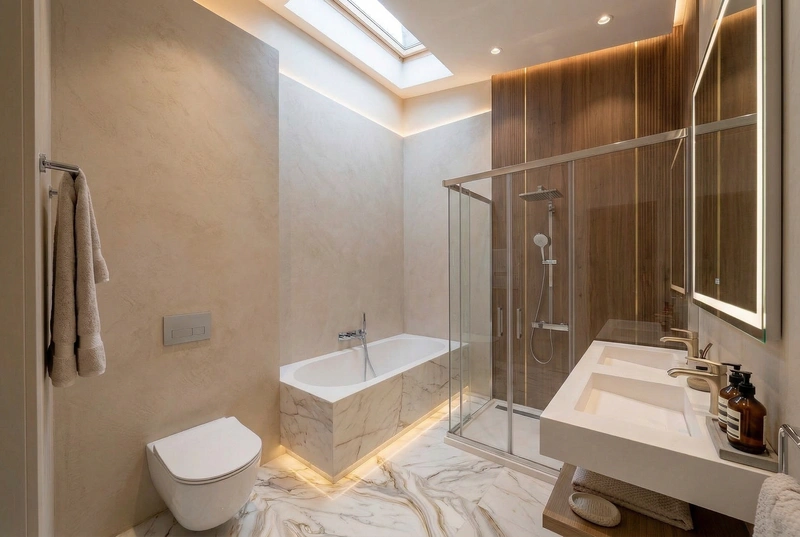 Дизайн интерьера в стиле Контемпорари — Ванная от нейросети RoomGPT