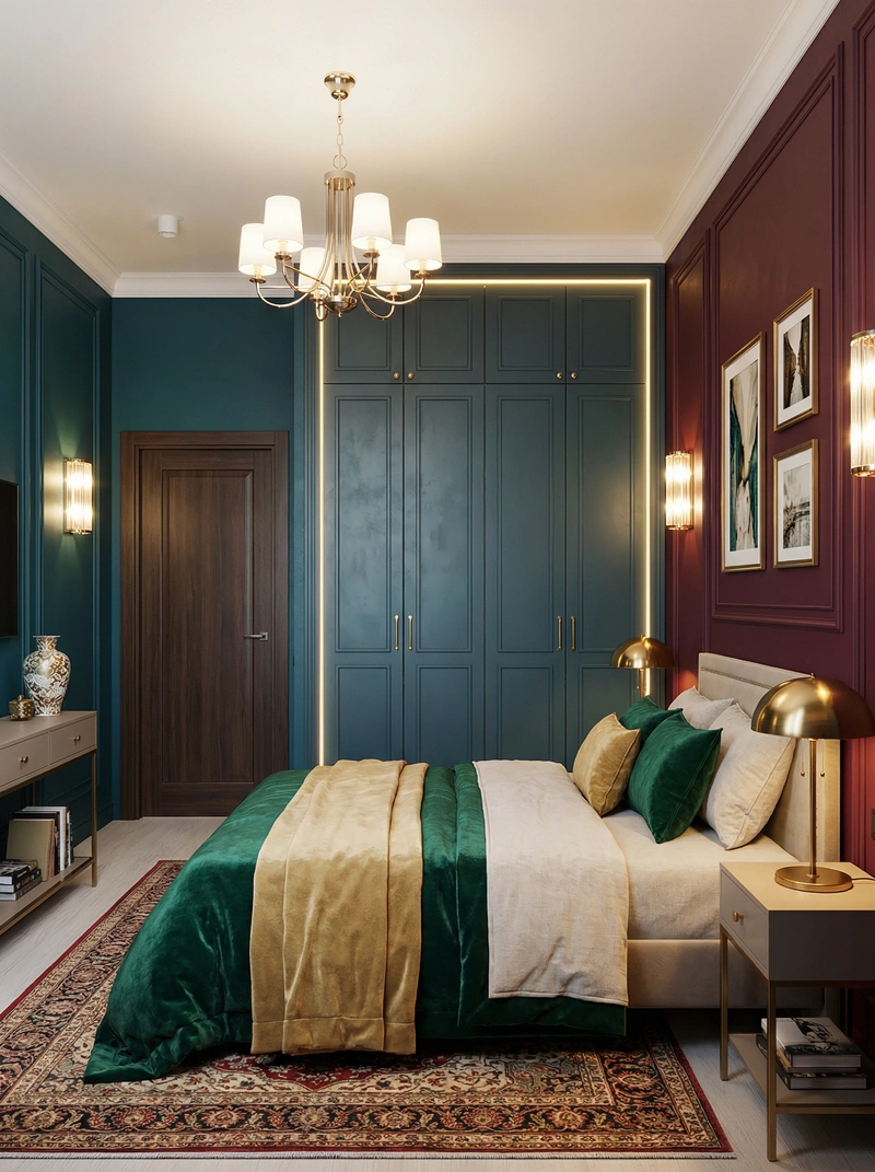 Дизайн спальни в стиле Британский — фото интерьера от нейросети RoomGPT