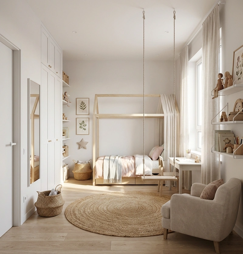 Дизайн интерьера в стиле Сканди — Детская от нейросети RoomGPT