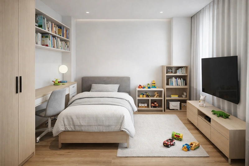 Дизайн детской в стиле Минимализм — фото интерьера от нейросети RoomGPT