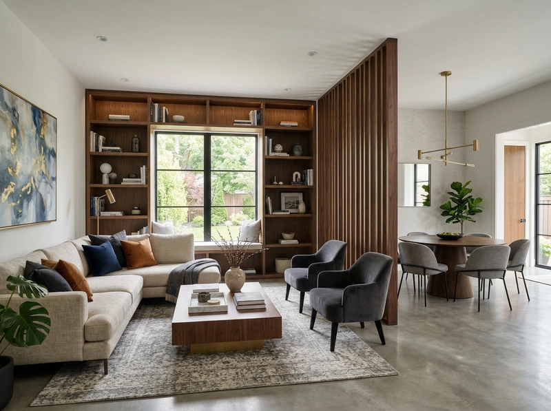 Дизайн гостиной в стиле Контемпорари — фото интерьера от нейросети RoomGPT