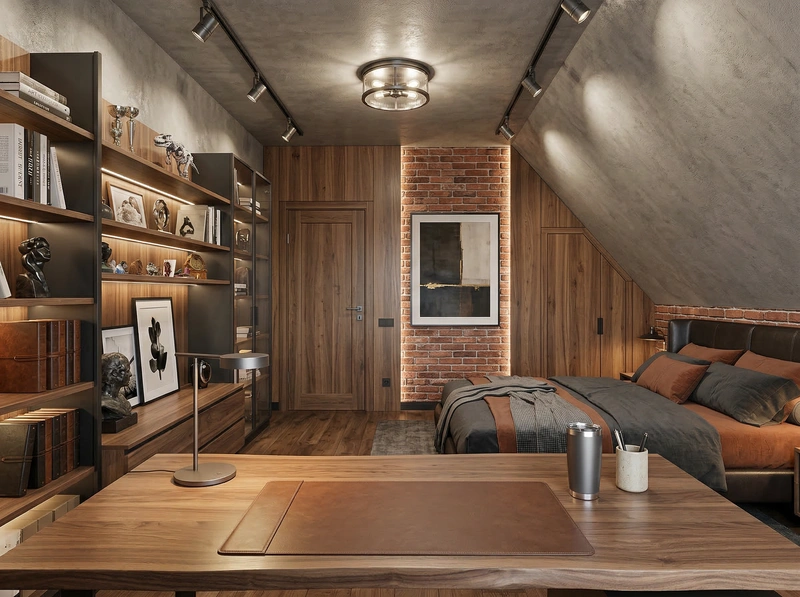 Дизайн интерьера в стиле Лофт — Спальня от нейросети RoomGPT