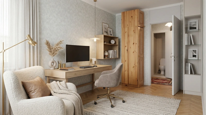 Дизайн интерьера в стиле Хюгге — Кабинет от нейросети RoomGPT