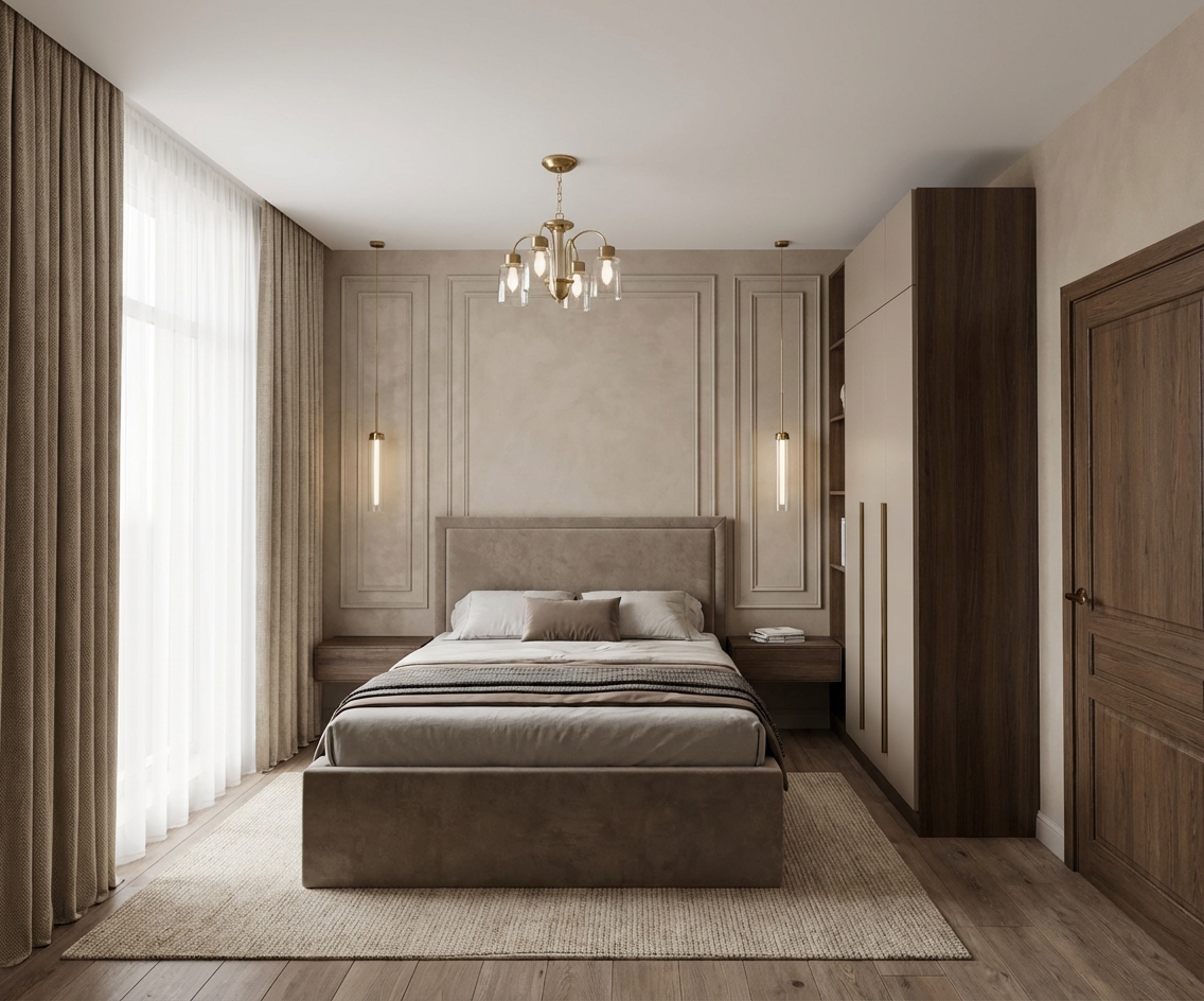 Дизайн спальни в стиле Минимализм — фото интерьера от нейросети RoomGPT