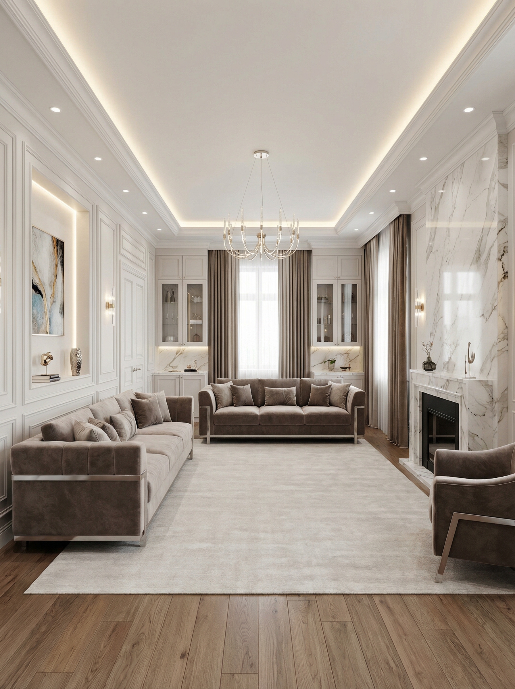 Дизайн гостиной в стиле Классика — фото интерьера от нейросети RoomGPT