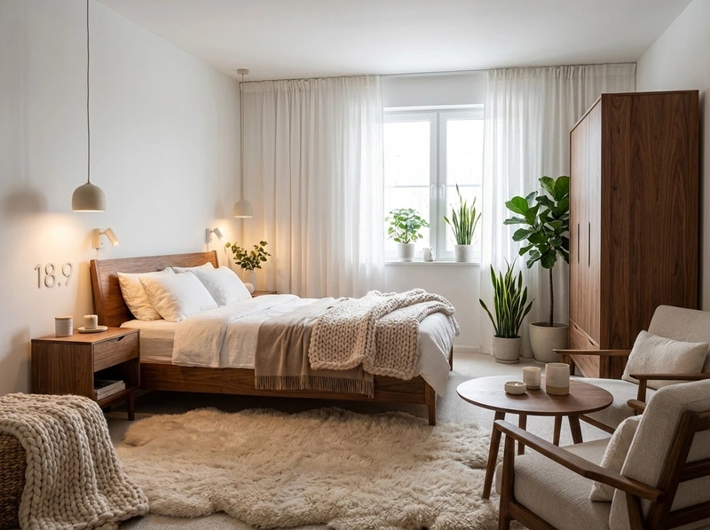Дизайн интерьера в стиле Хюгге — Спальня от нейросети RoomGPT
