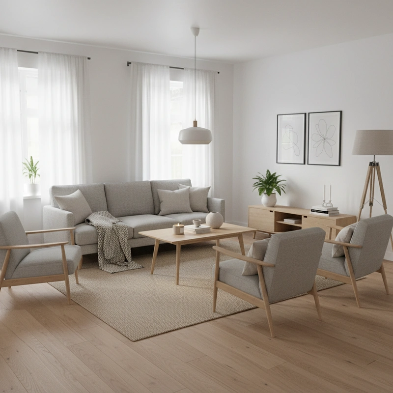 Дизайн интерьера в стиле Хюгге — Гостиная от нейросети RoomGPT