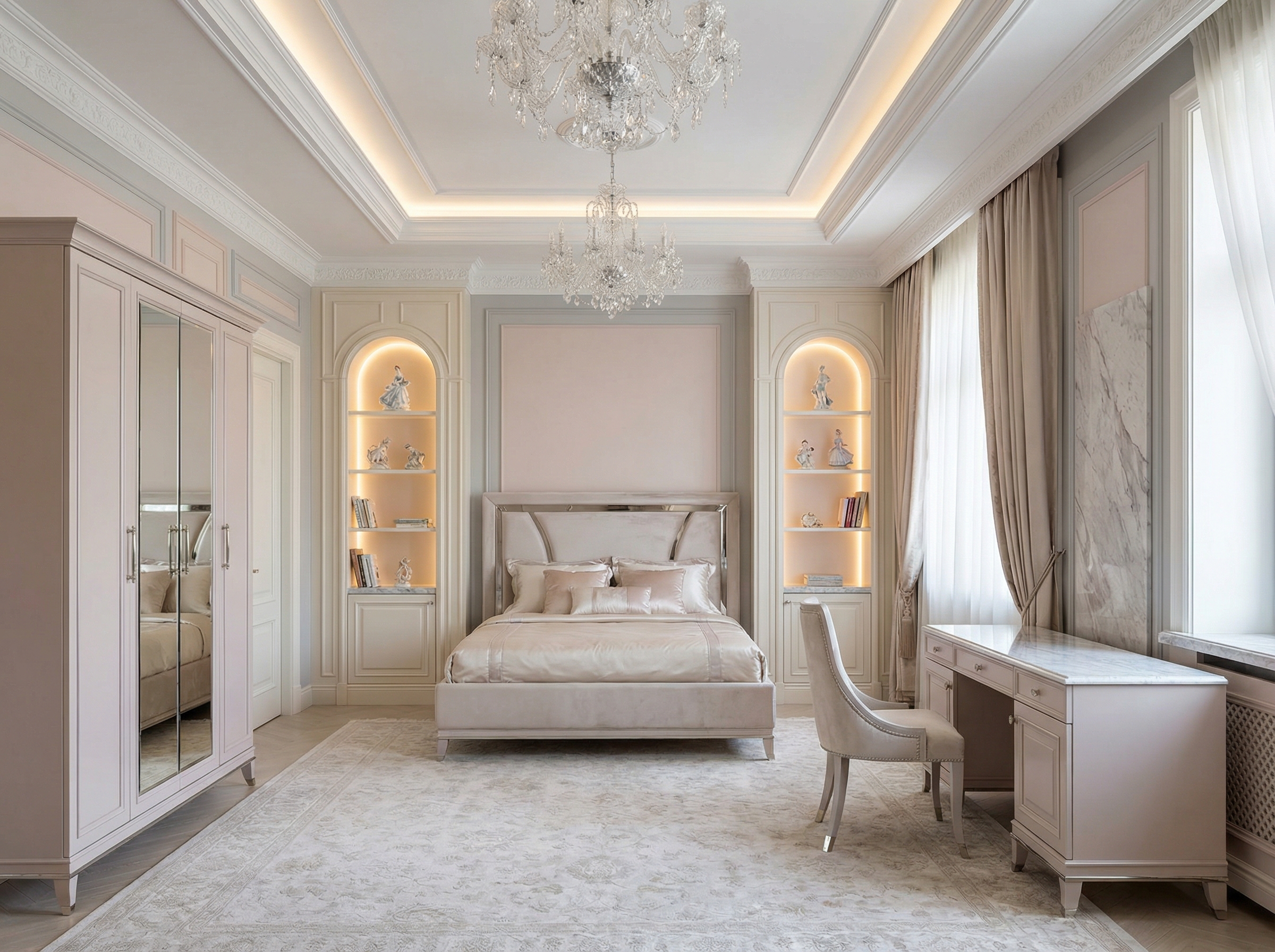 Дизайн спальни в стиле Классика — фото интерьера от нейросети RoomGPT