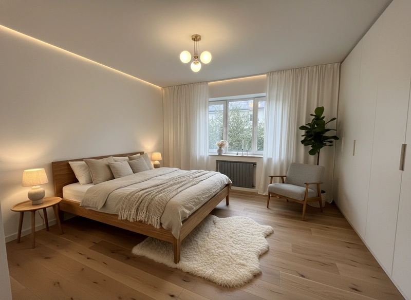 Дизайн интерьера в стиле Хюгге — Спальня от нейросети RoomGPT