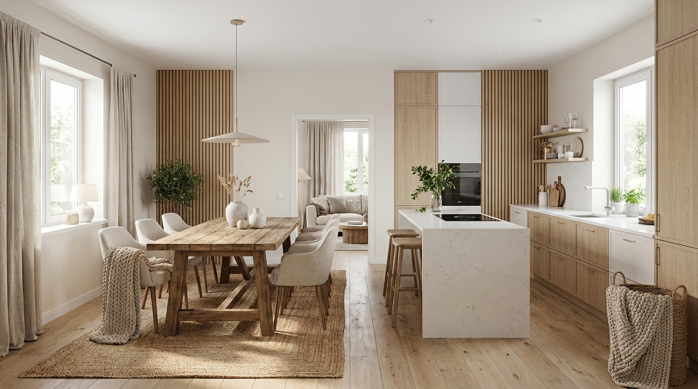 Дизайн кухни в стиле Хюгге — фото интерьера от нейросети RoomGPT
