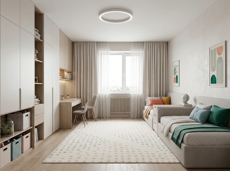 Дизайн детской в стиле Контемпорари — фото интерьера от нейросети RoomGPT