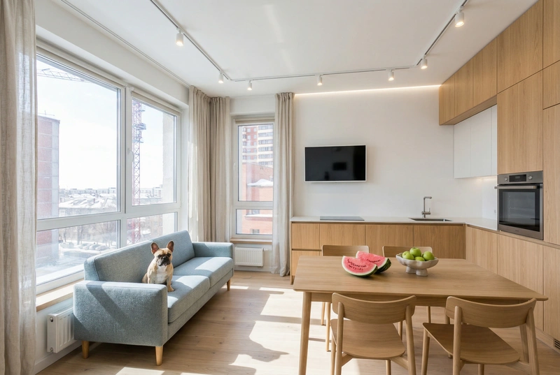 Дизайн кухни в стиле Сканди — фото интерьера от нейросети RoomGPT