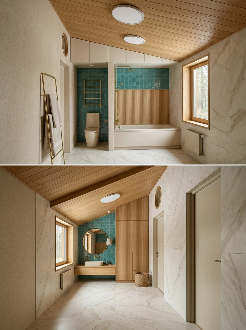 Дизайн интерьера в стиле Хюгге — Ванная от нейросети RoomGPT