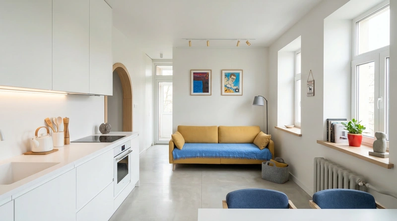 Дизайн кухни в стиле Сканди — фото интерьера от нейросети RoomGPT