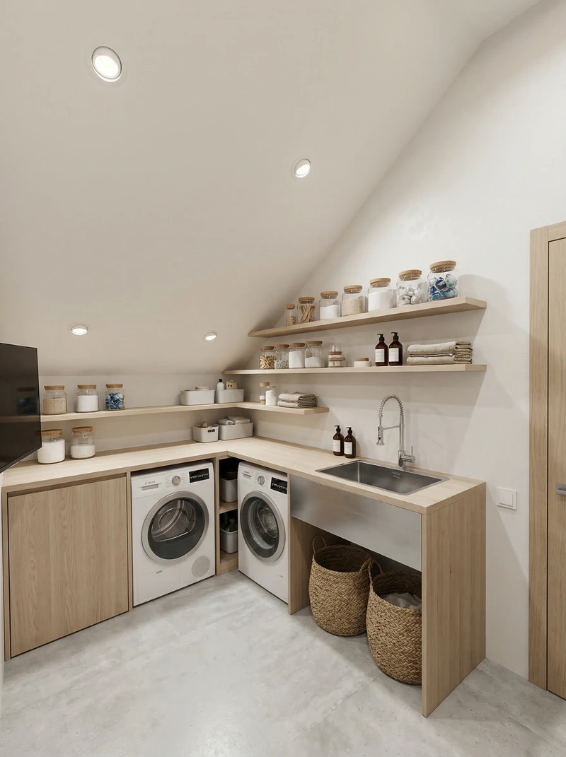 Дизайн ванной в стиле Сканди — фото интерьера от нейросети RoomGPT