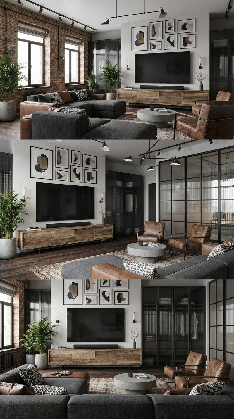 Дизайн гостиной в стиле Лофт — фото интерьера от нейросети RoomGPT