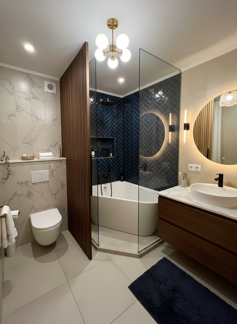 Дизайн ванной в стиле Британский — фото интерьера от нейросети RoomGPT