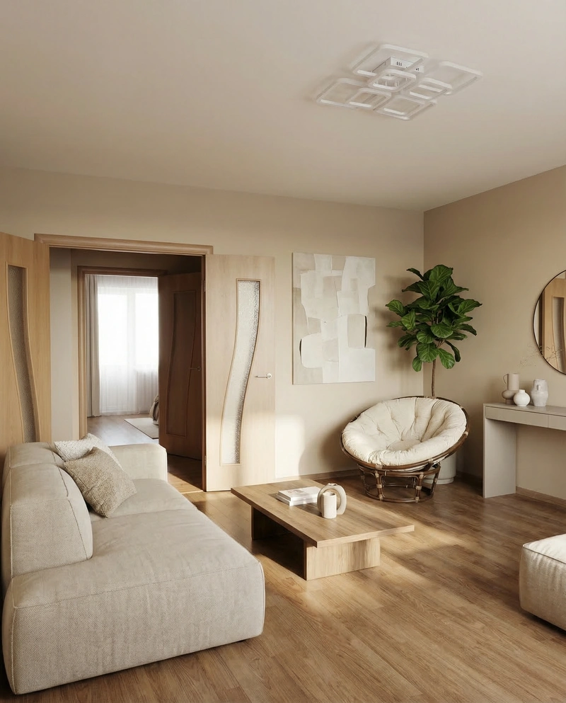 Дизайн интерьера в стиле Минимализм — Гостиная от нейросети RoomGPT