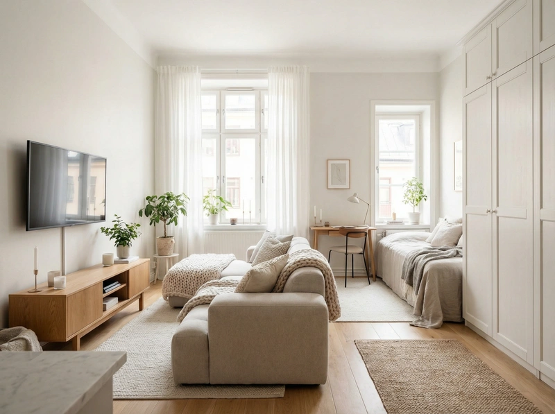 Дизайн интерьера в стиле Хюгге — Гостиная от нейросети RoomGPT