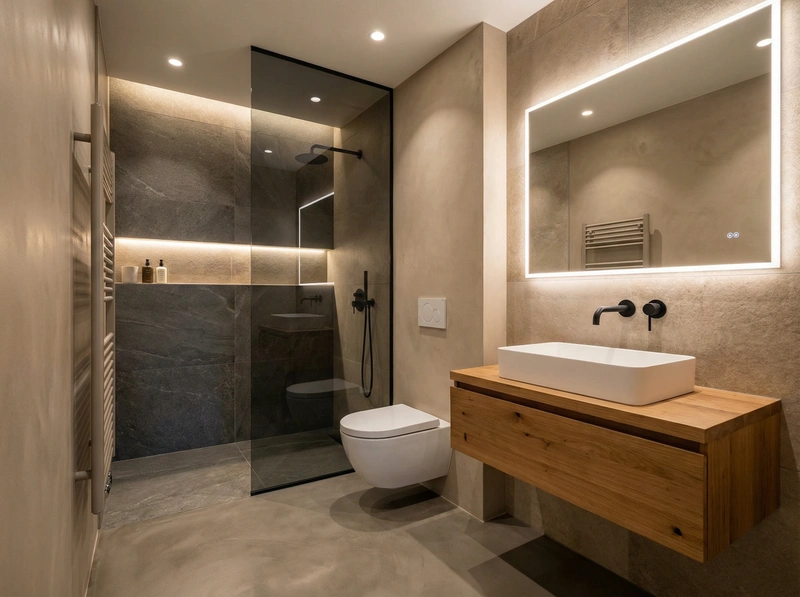 Дизайн ванной в стиле Минимализм — фото интерьера от нейросети RoomGPT