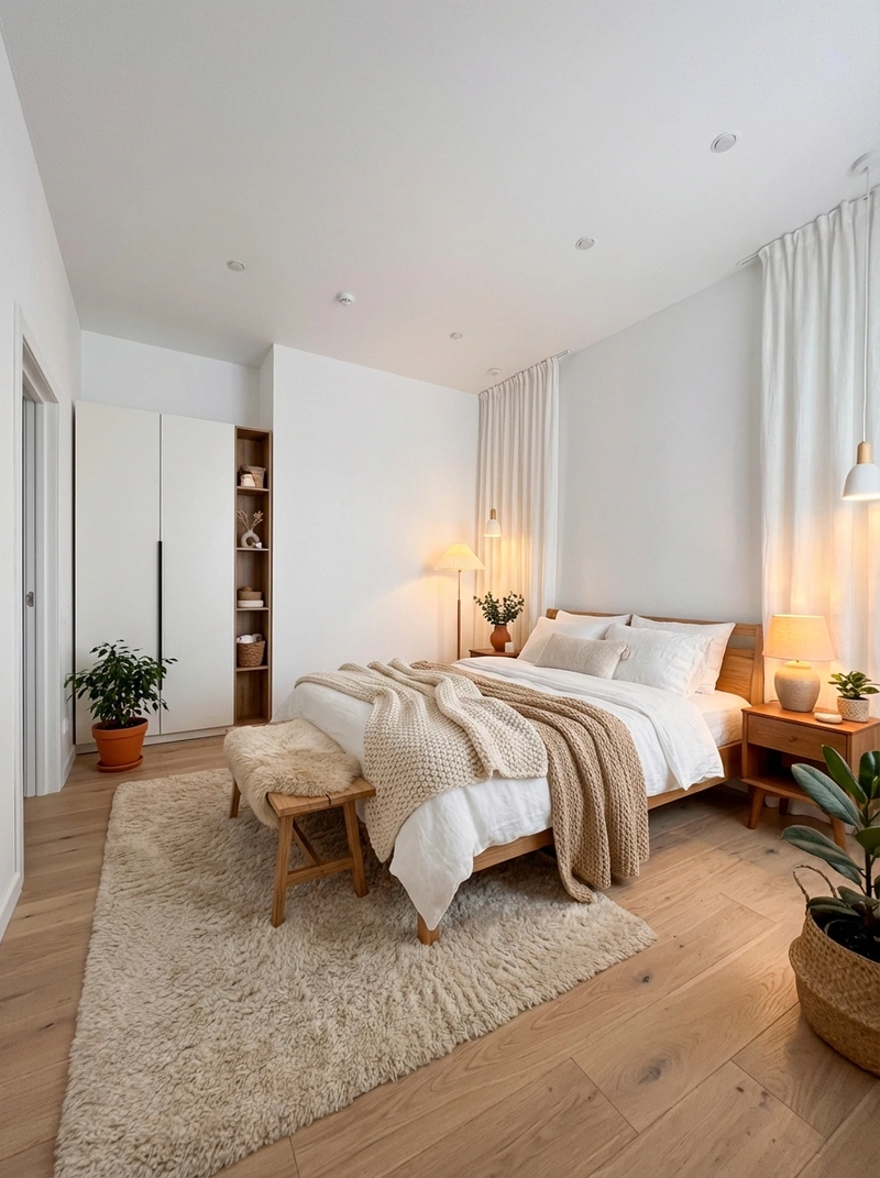 Дизайн интерьера в стиле Хюгге — Спальня от нейросети RoomGPT