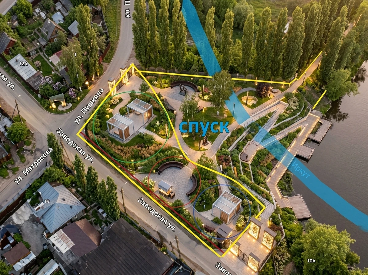 Дизайн участка в стиле Русская усадьба — фото участка от нейросети RoomGPT