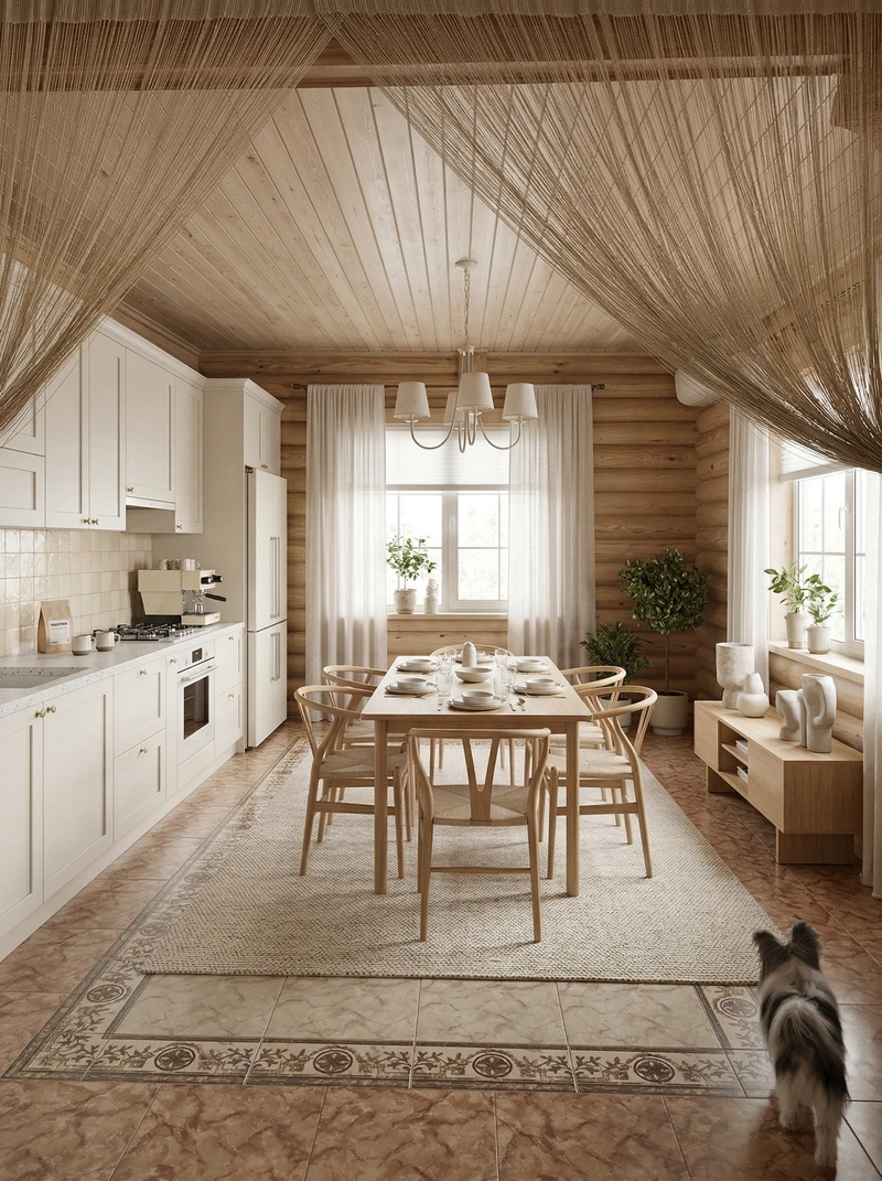 Дизайн интерьера в стиле Сканди — Кухня от нейросети RoomGPT