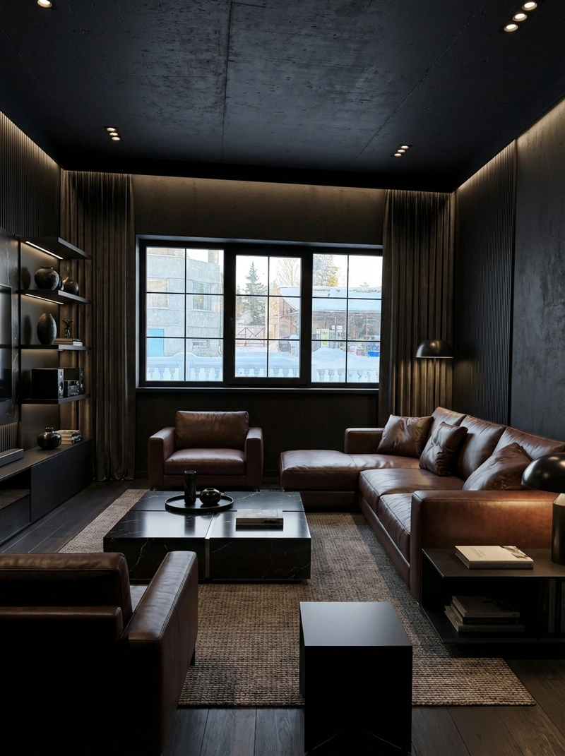 Дизайн интерьера в стиле Блэктэк — Гостиная от нейросети RoomGPT