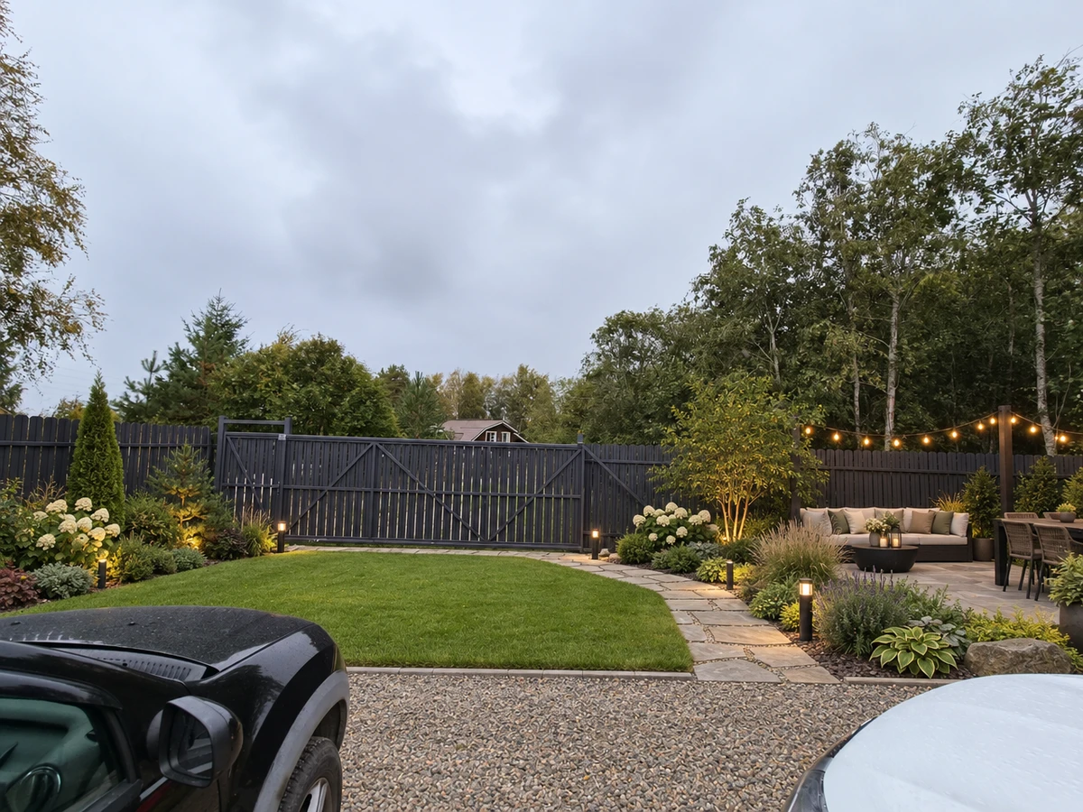 Дизайн участка в стиле Минимализм — фото от нейросети RoomGPT