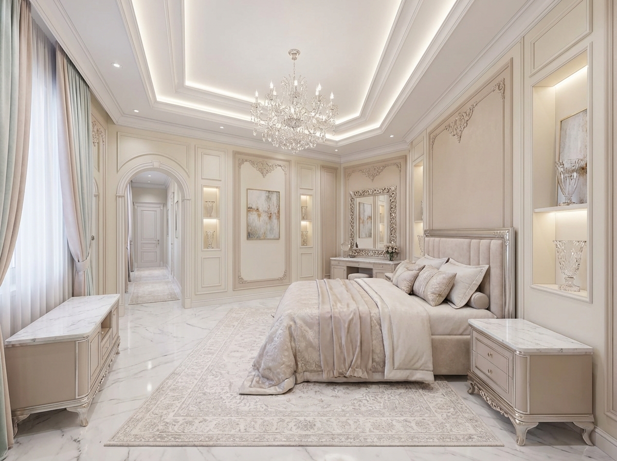 Дизайн спальни в стиле Классика — фото интерьера от нейросети RoomGPT