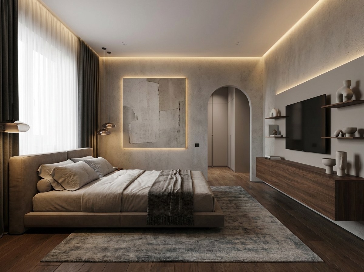 Дизайн спальни в стиле Минимализм — фото интерьера от нейросети RoomGPT