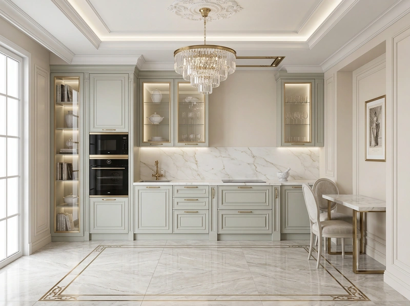 Дизайн интерьера в стиле Неоклассика — Кухня от нейросети RoomGPT