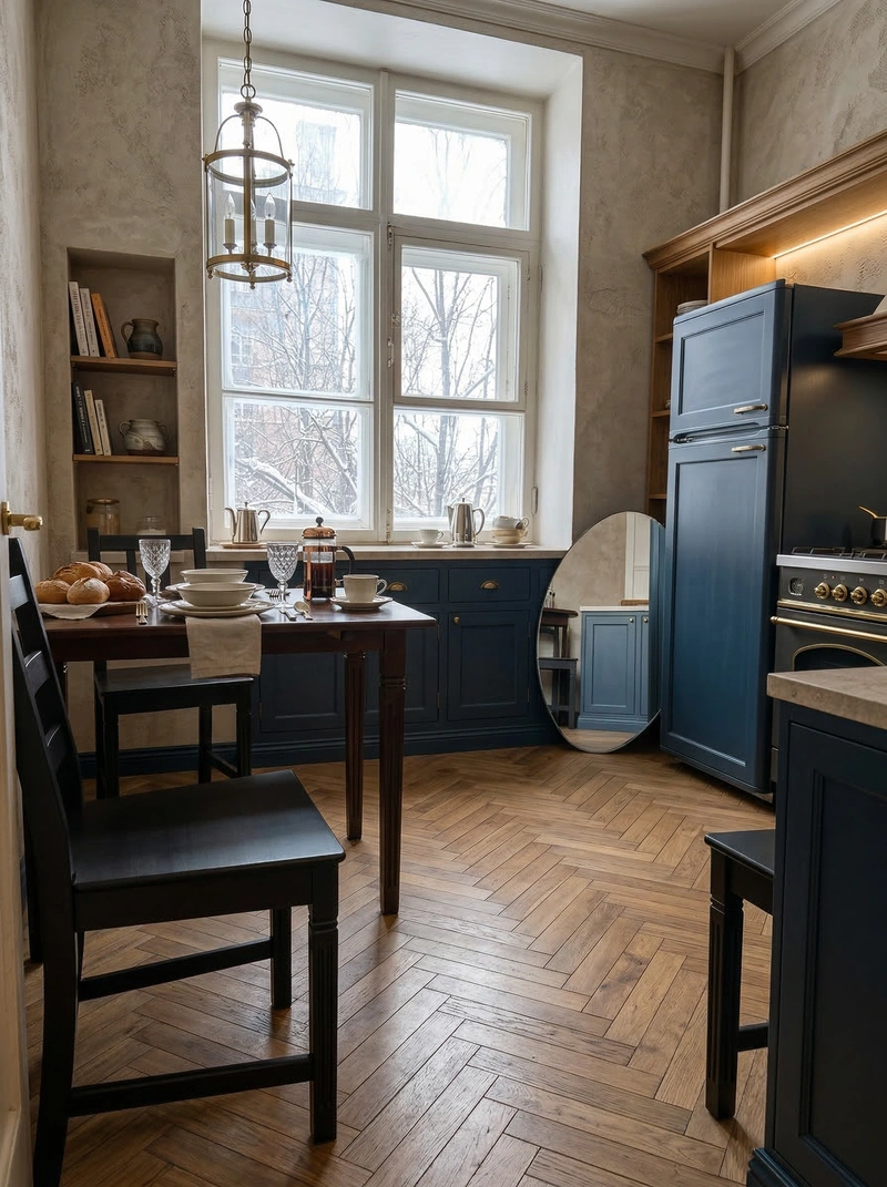 Дизайн кухни в стиле Классика — фото интерьера от нейросети RoomGPT