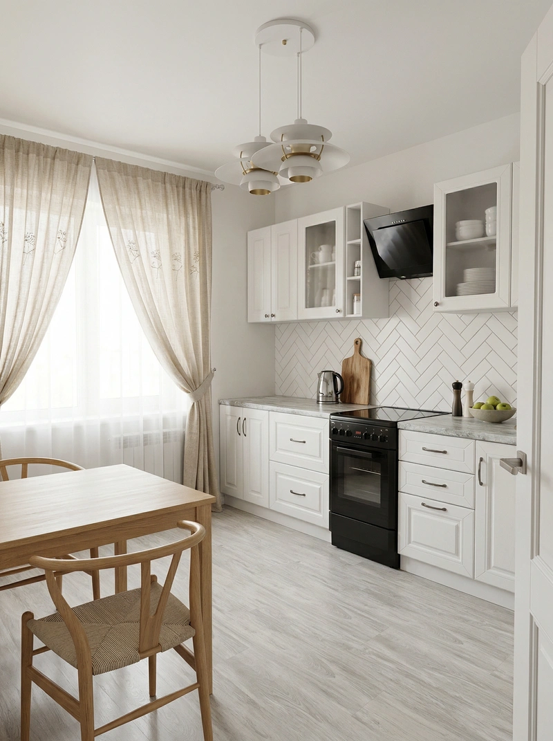 Дизайн интерьера в стиле Сканди — Кухня от нейросети RoomGPT