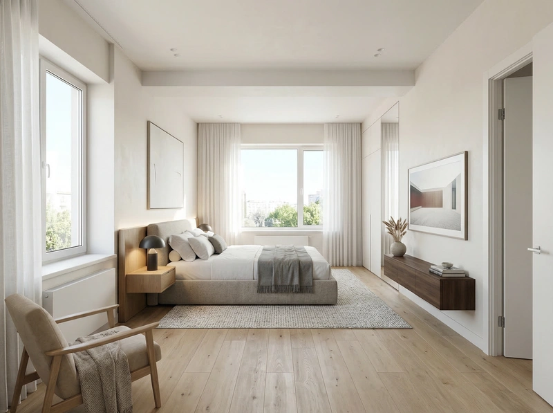 Дизайн интерьера в стиле Минимализм — Спальня от нейросети RoomGPT