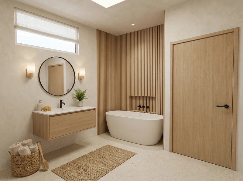 Дизайн ванной в стиле Хюгге — фото интерьера от нейросети RoomGPT