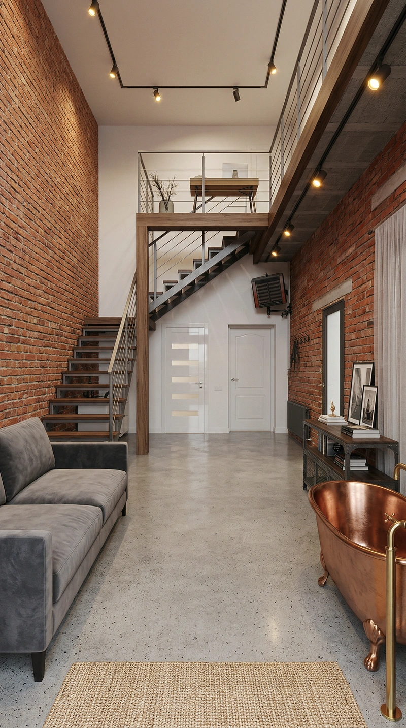 Дизайн интерьера в стиле Лофт — Прихожая от нейросети RoomGPT