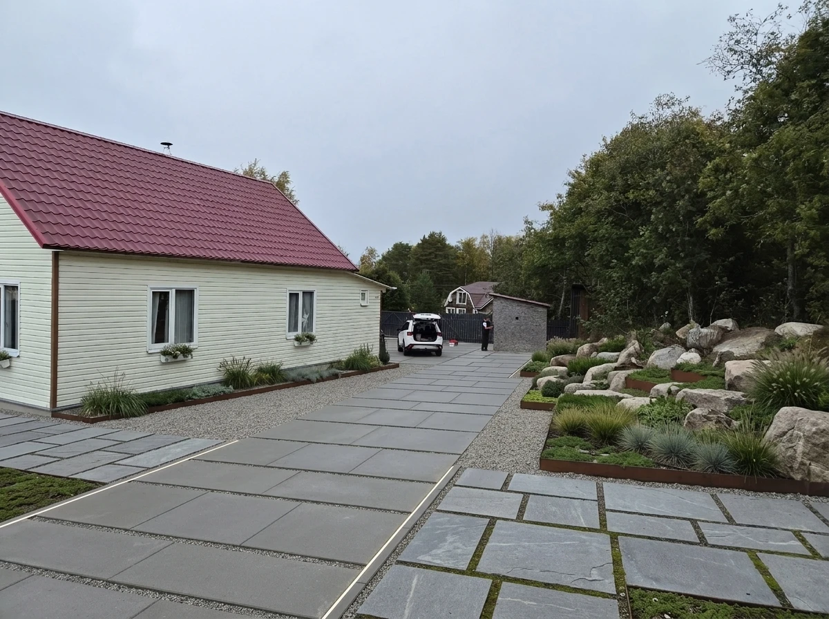 Дизайн участка в стиле Минимализм — фото от нейросети RoomGPT