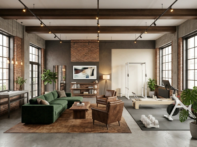 Дизайн гостиной в стиле Лофт — фото интерьера от нейросети RoomGPT