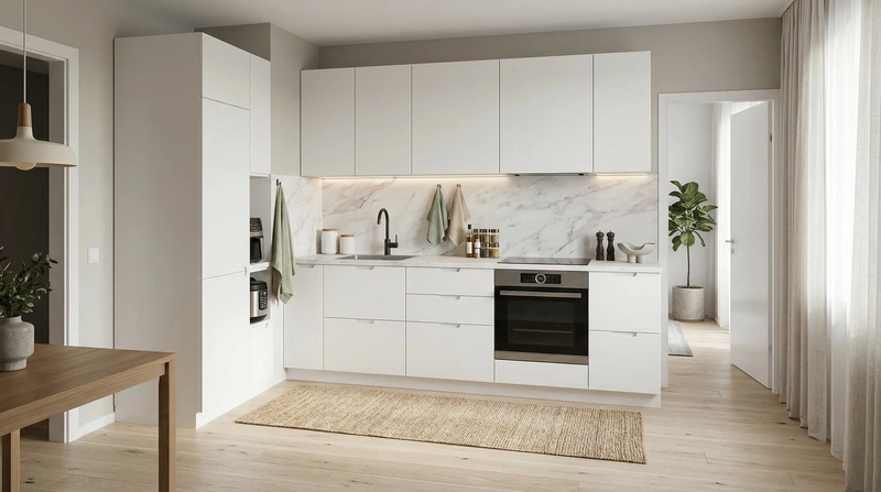 Дизайн кухни в стиле Сканди — фото интерьера от нейросети RoomGPT